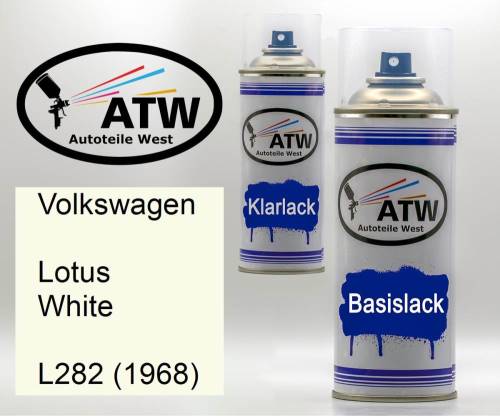 Volkswagen, Lotus White, L282 (1968): 400ml Sprühdose + 400ml Klarlack - Set, von ATW Autoteile West.